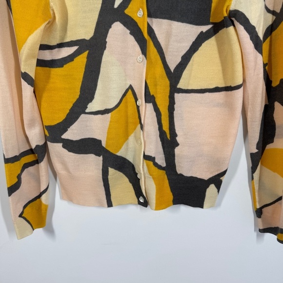 J.Crew Abstract Print Merino Wool Multicolor Cardigan Sweater Size Medium - Picture 6 of 13